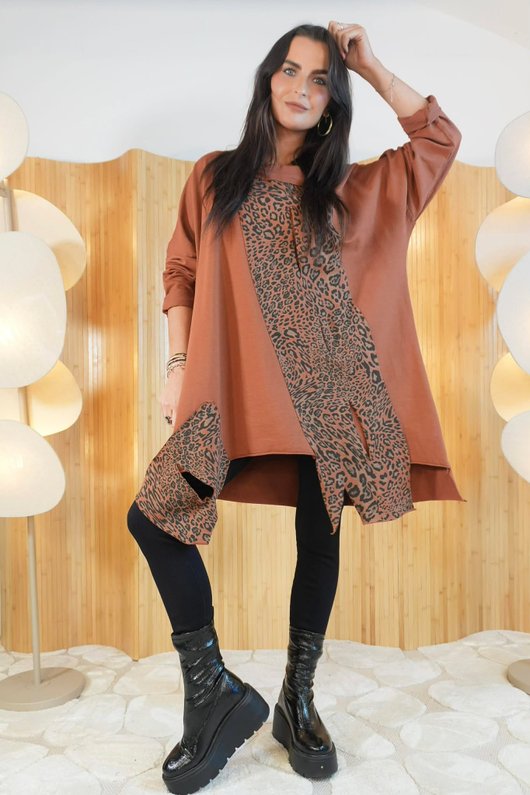 Leopard Panel Top Rust